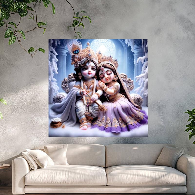 Image of British Terminal Cute little Bal Gopal Baby God Krishna| Kanha Ji | Laddu Lord Makhan Chor Painting Religious Poster for Pregnant Women for wall (matt thin vinyl,sticker,multicolor,unframed)| bj308