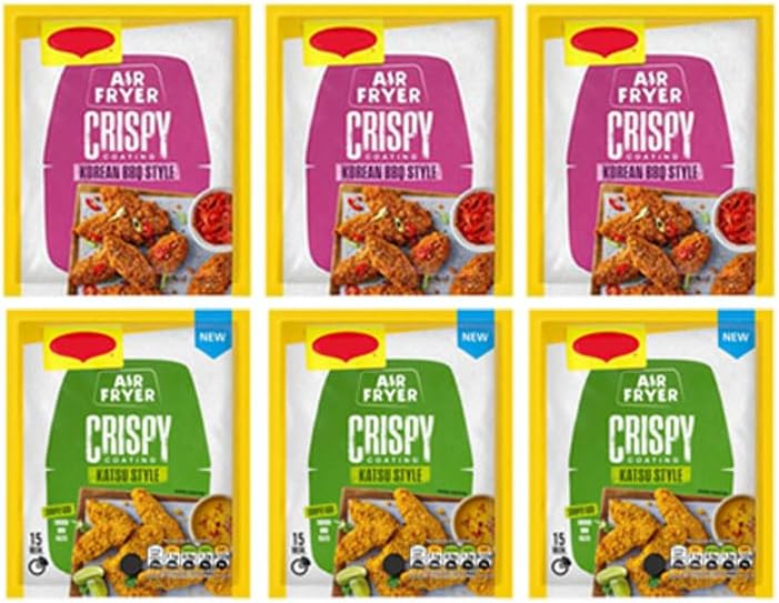 Air Fryer Crispy Seasoning Mix, Korean BBQ and Katsu Style, No Artificial Colours, Flavours or Preservatives, Pack of 6