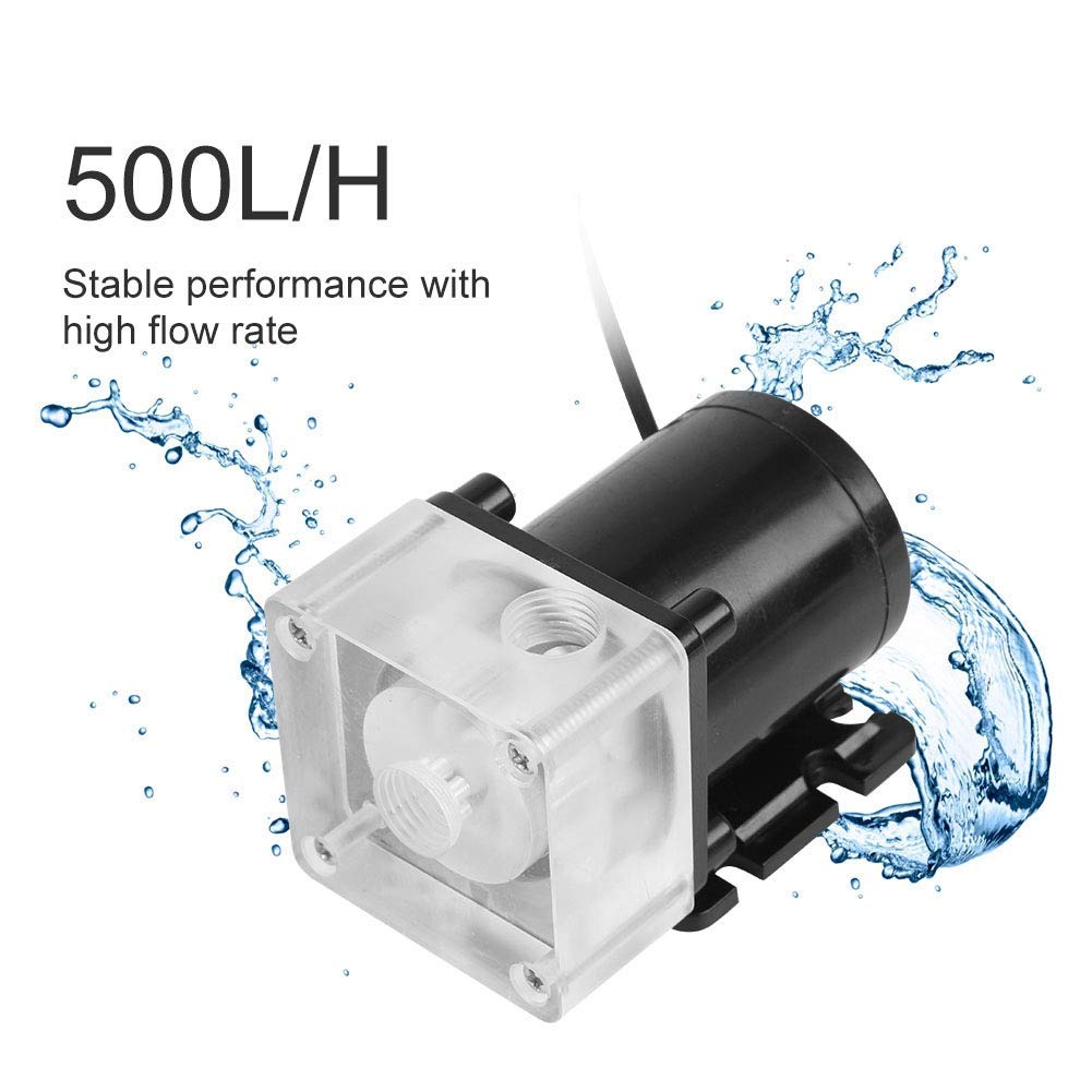 Heayzoki CPU Cooler, CPU Water Cooler, CPU Cooling System, Noiseless CPU Water Bump Computer Water Cooling System Pump G14 Thread for PC 500LH Ultra-Quiet Operation, default