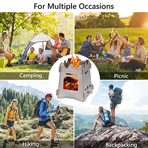 Terrime Portable Folding Camping Stove, Lightweight Foldable Titanium Stove, Compact Durable Flat Pack Stove For Outdoor Life Backpacking Hiking Traveling Bbq Cooking Picnic Wood Burning (Small) #TOP4