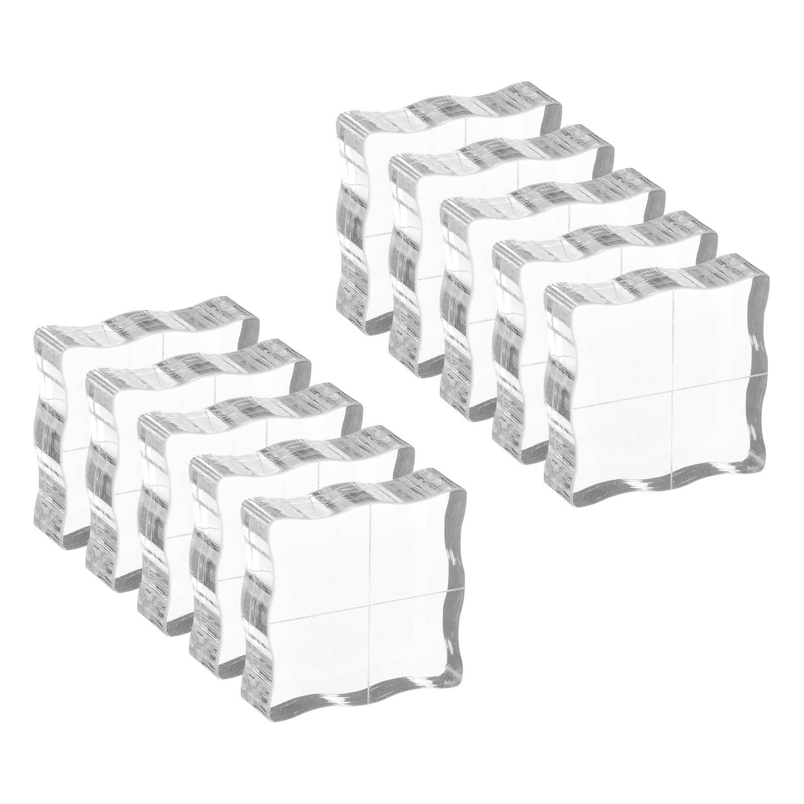 PATIKIL Acrylic Stamp Block, 10 Pack Stamping Block Square Shape with Grid Lines Decorative Mounting Blocks Set for Scrapbooking DIY Crafts Cards Making, 1" x 1"