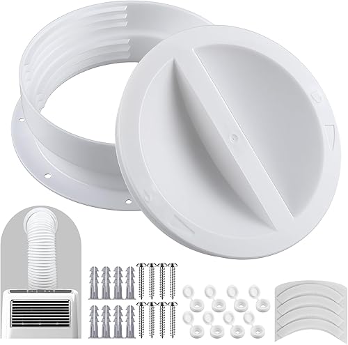 Innconee 1 juego de conectores de montaje en pared de doble tamaño blanco para manguera de escape de CA portátil acoplador para manguera de 5 y 5.5