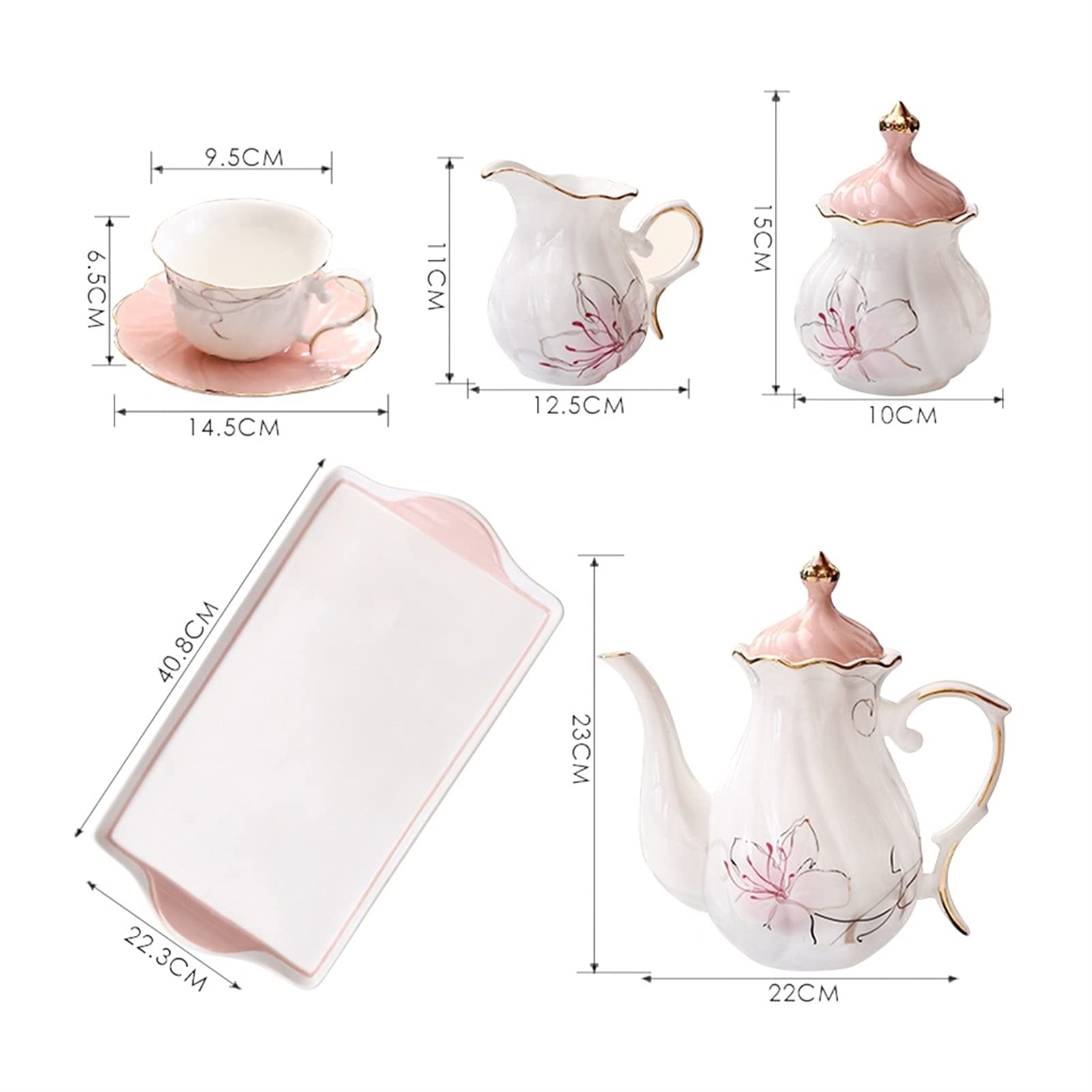 Tazze da caffè tè del tè del tè del pomeriggio in Stile Europeo Casa Dono del Regalo della teiera del Fiore della Tazza di caffè in Ceramica Set di Tazze da caffè(A)
