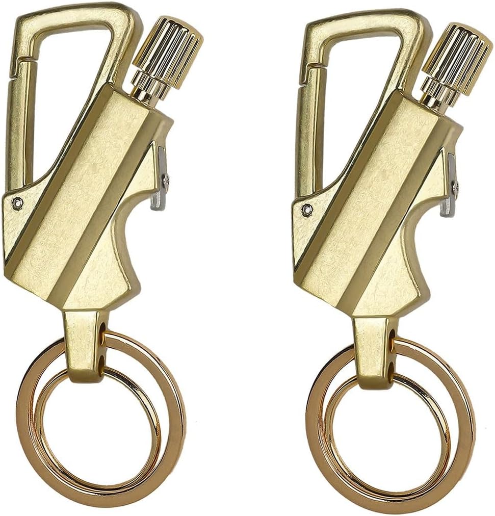 2 Pack Keychain Match Kerosene Lighter with Multitool Bottle Opener, Reusable for Outdoor Survival Gift for Men(Gold)