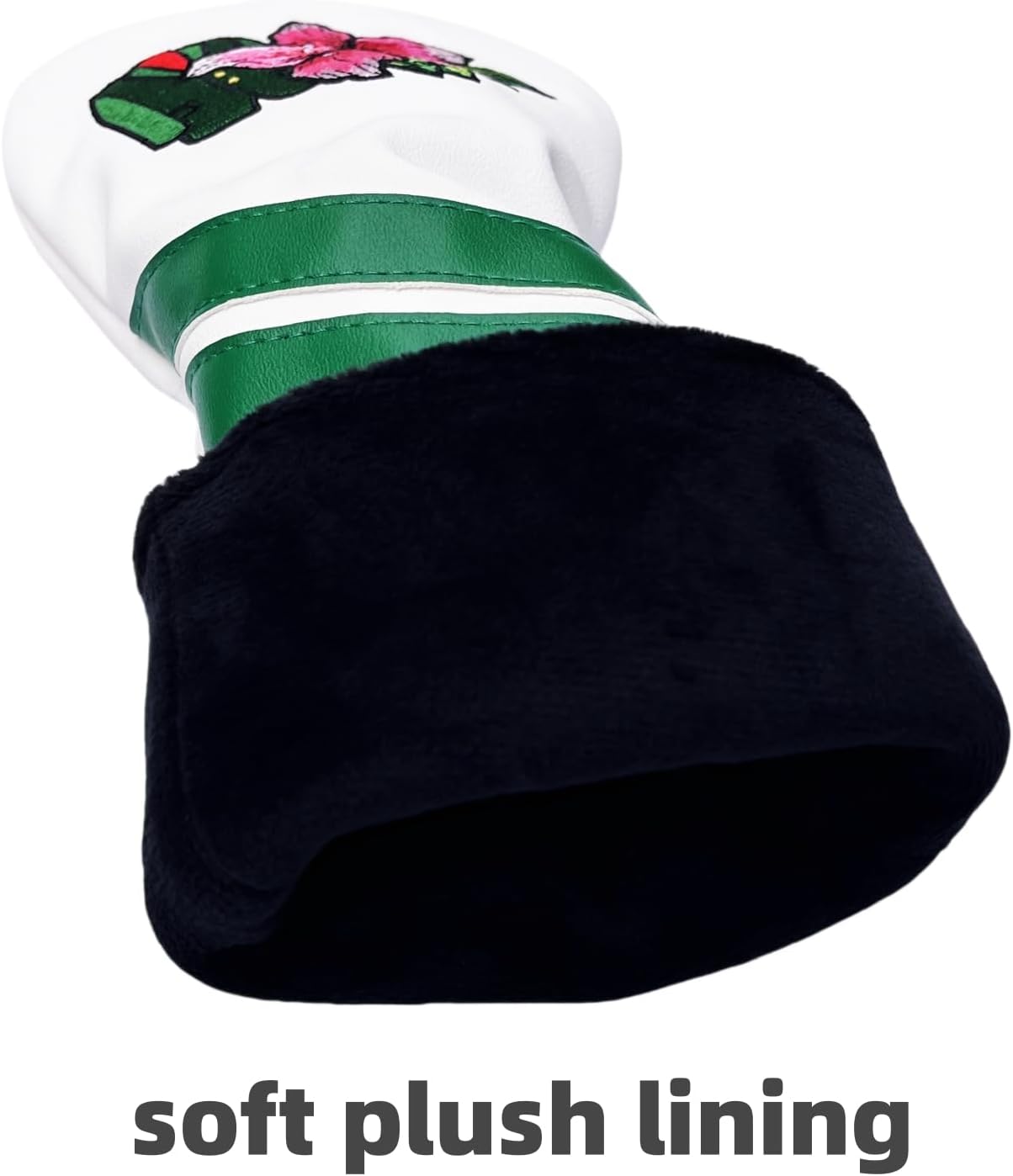 Premium PU Leather Driver Cover, Fairway Wood & Hybrid Covers for Men - Hibiscus Flower Embroidered Golf Head Covers for Woods and Driver -1pc or Set White Golf Club Covers