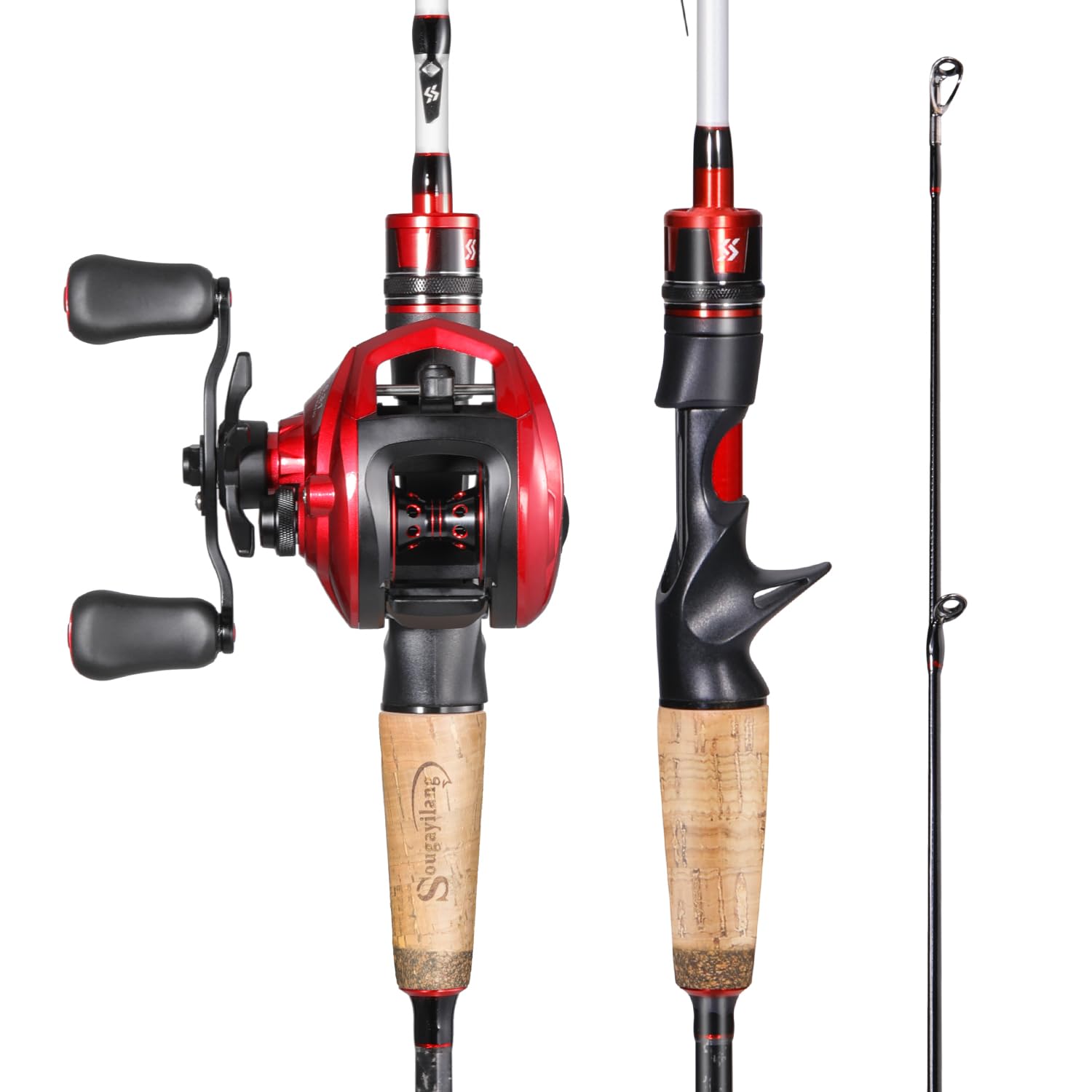 best baitcaster combo 2015 Amazon.com : Sougayilang Fishing Rod and Reel Combo，Baitcaster Combo,5.9ft/6.9ft  Carbon Fishing Pole,Lightweight Aluminum Spool Reel,Stainless-Steel Guides  & Ergonomic Cork Grip-Pearl White : Sports & Outdoors