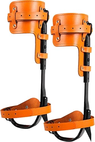 Miniatura 7 de KTTR Picos de escalada de árboles, crampones de herramienta de escalada de árboles, altura ajustable y con correas de cuero de vaca, para