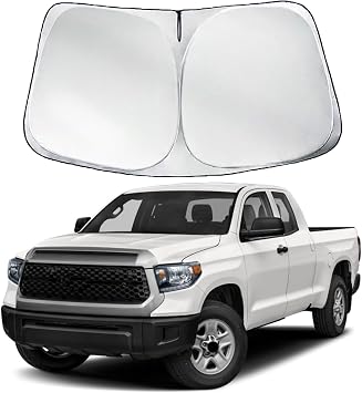 واجهة الزجاج الأمامي Sun Shade متوافق مع تويوتا تندرا 2007-2021 نافذة السيارة Sunshade Custom Fit Pickup Limited SR5 Platinum TRD Pro 2021 2020 2019 2018 2017 2016 2015 2014-2007 Sun Cover Visor