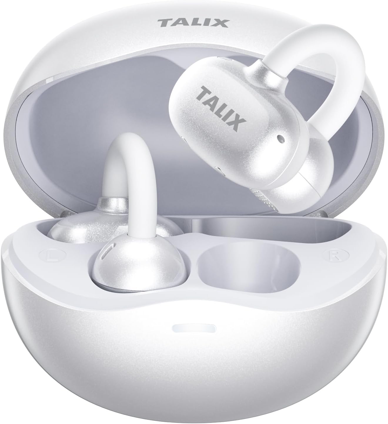 TALIX Ultra Open Ear Earbuds X6, Clip-On Headphone with Directional Sound, Ultra-Light Comfort Fit, Bluetooth 5.4 Wireless Earbuds, 26H Playtime, Spatial Sound, for Running, Workout & Daily Use(White)