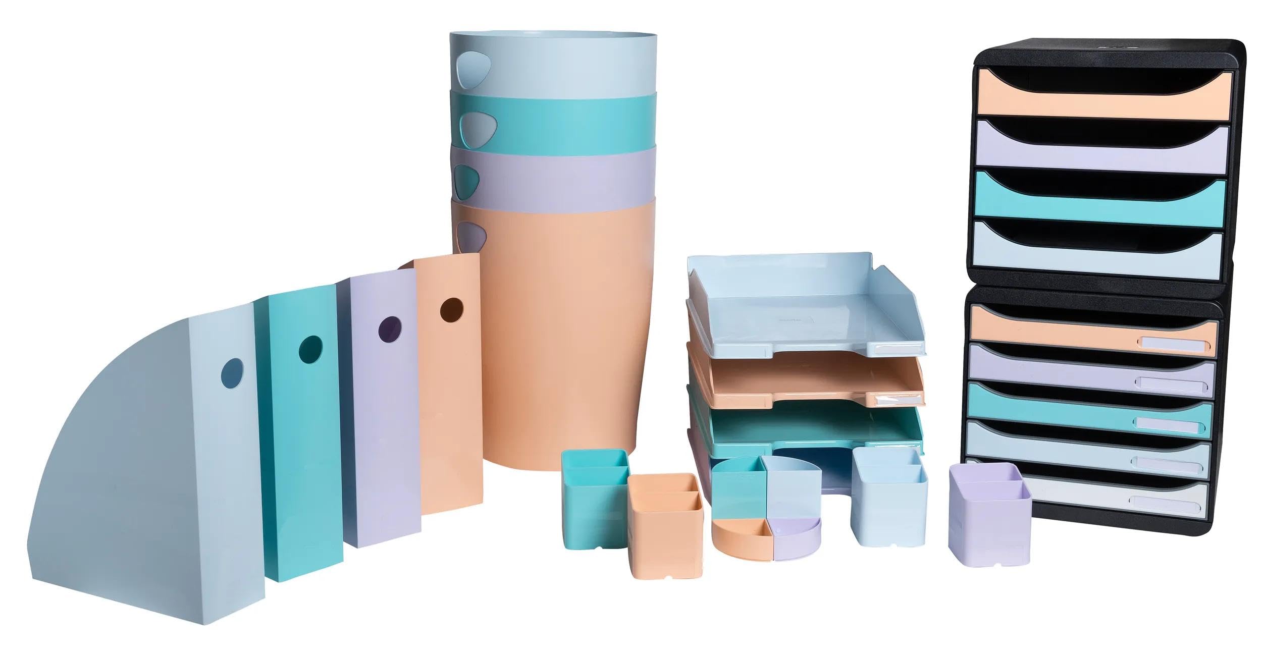 EXACOMPTA - Rif. 45364D - Cartone da 8 cestini per carta con manici ECOBIN acquerello, grande capacità 15 litri, dimensioni 26,3 x 26,3 x 33,5 cm, per ufficio o casa, colore: Viola