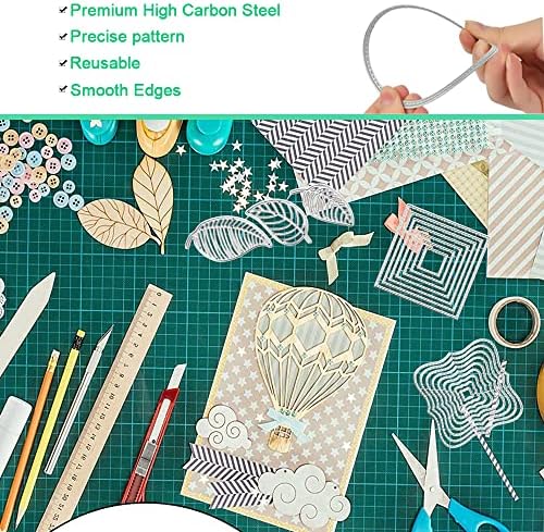 EMAGEREN 5 Pcs Cutting Dies Metal Template Moulds Embossing Die Cuts Multi-Shape DIY Craft Dies Stencil Scrapbooking for Card Making Scrapbooking Album Decoration Circle Square Rectangular Leaf Shape