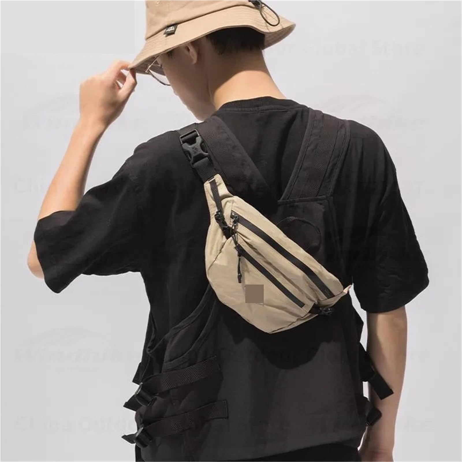 RiñOnera Running Bolsa Bandolera de Viaje al Aire Libre, Mini Bolso portátil de Bolsillo, Billetera Informal for Deportes, Correr, riñonera Impermeable Ultraligera(Khaki)