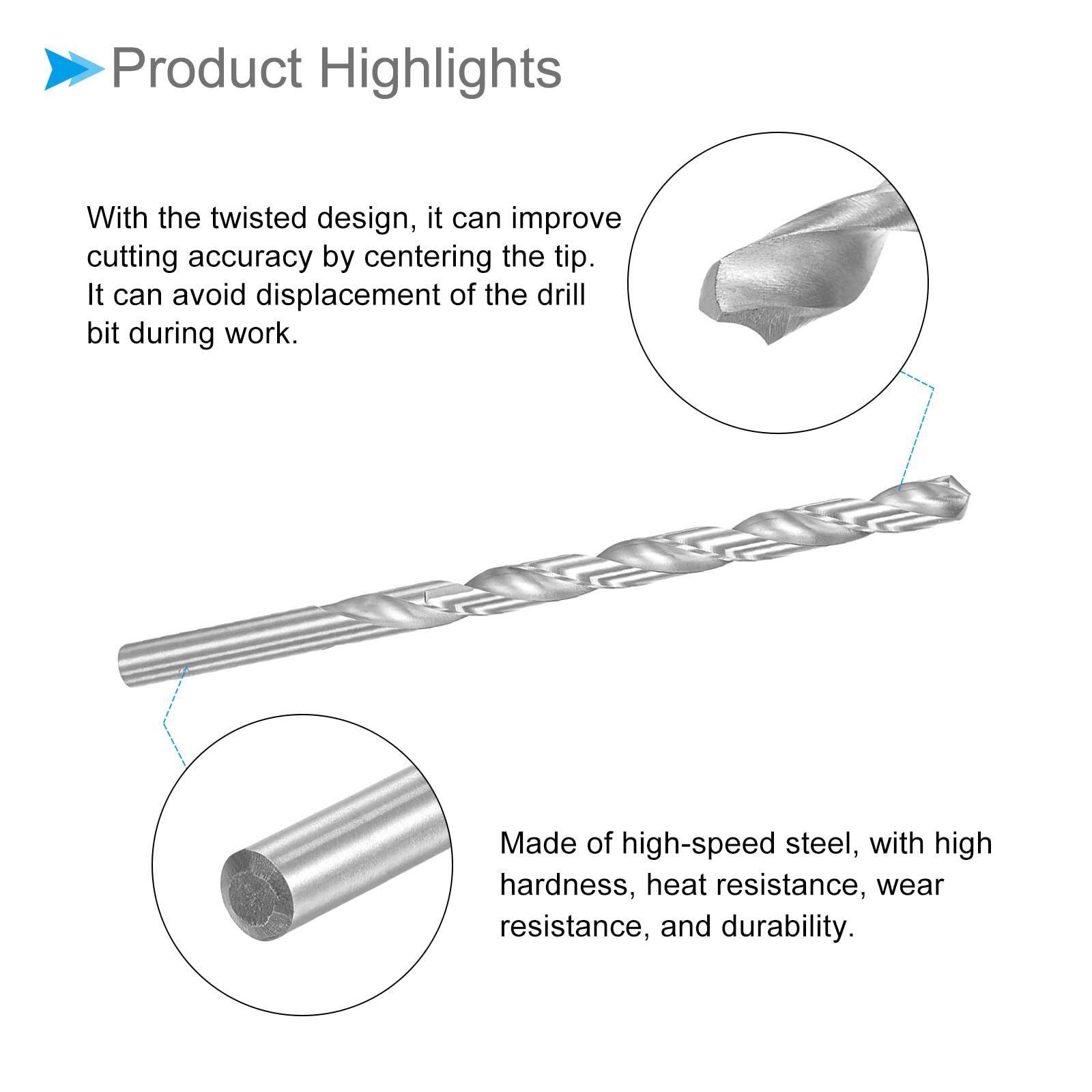 CoCud Twist Drill Bits, 11mm Drill Bit Diameter 200mm Total Length, 6542 High Speed Steel Straight Shank Twist Drill Bit - Image 4