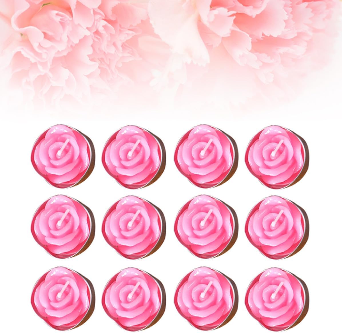 12 Pcs Floating Rose Flower Smokeless Paraffin Candle