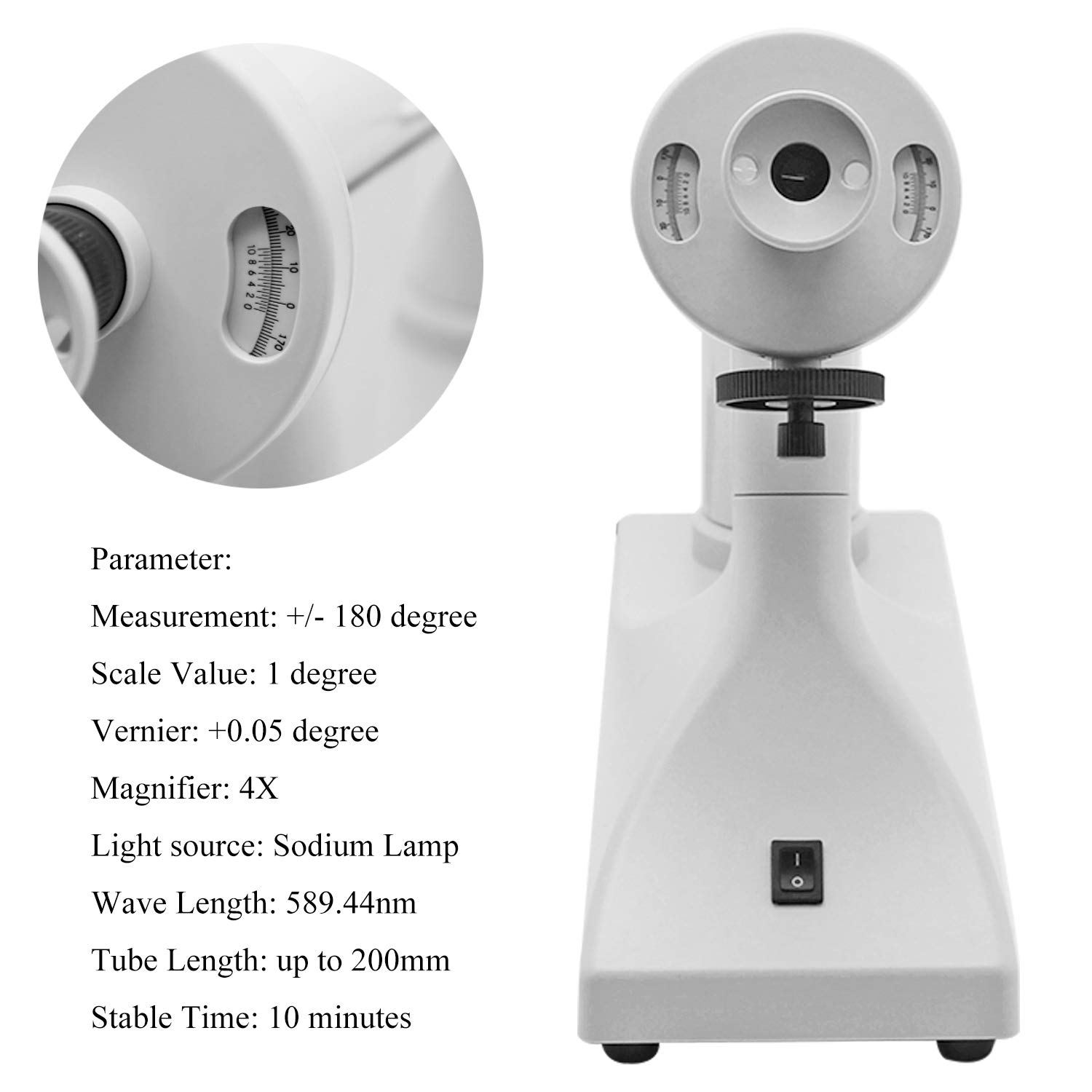 Disc Polarimeter with Sodium Na Lamp +/- 180 degree