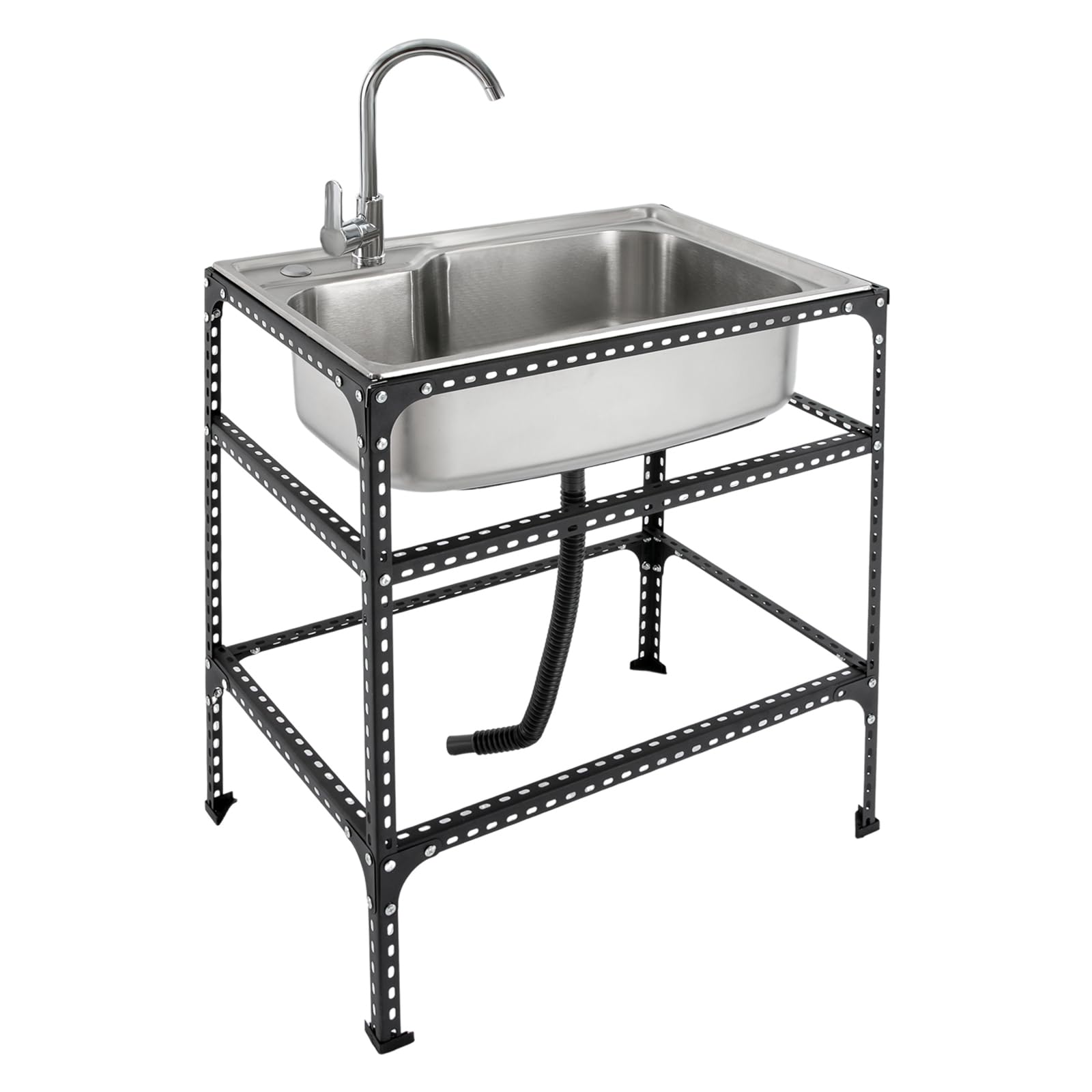 Gewerbliche Edelstahl-Einzelbecken-Küchenspüle mit Armatur und Abtropffläche, 28 x 18 x 30 Zoll, ideal für Bars, Restaurants, Hotels und den privaten Gebrauch.