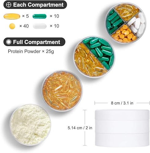 Miniatura 2 de KIGI - Pastillero de 2 capas, organizador diario de pastillas con 8 compartimentos, pastillero portátil de 1 día 4 veces, organizador de vitaminas