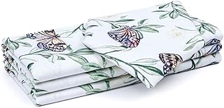 Cotton Dinner Napkins 18x18 Inch Set of 4 - Perfect for Dining Special Occasions Kitchen Wedding Tea Party Easter Christmas - Soft Durable Washable - Spring Summer Butterflies Cloth Napkins