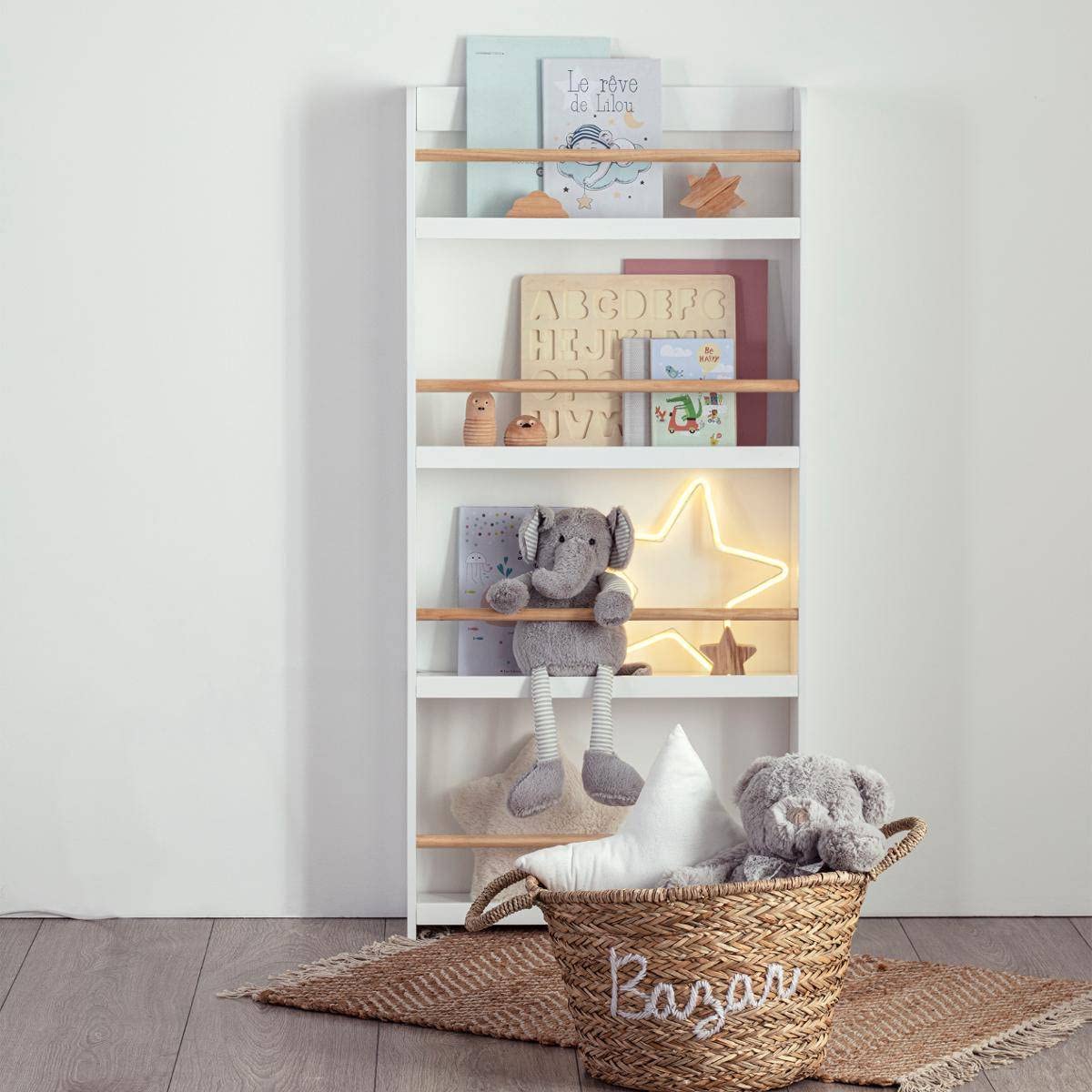 Atmosphera - Bibliothèque Enfant 4 étagères - Blanc H118 cm