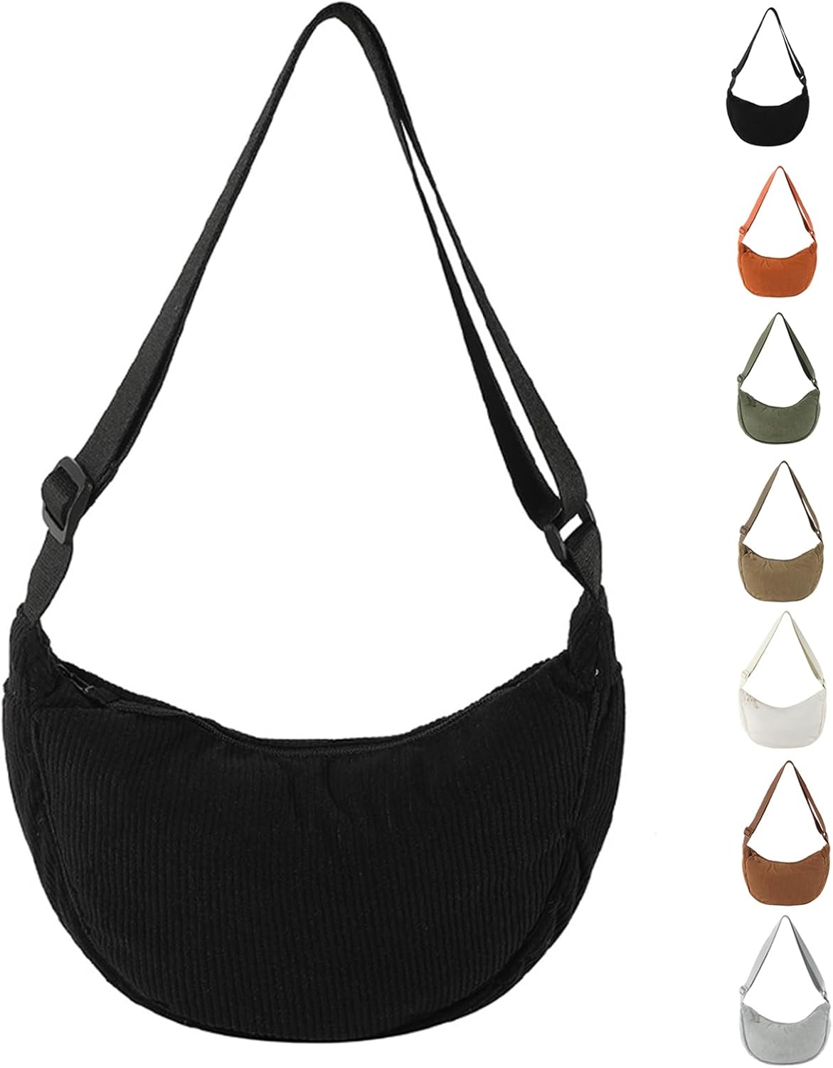 Borsa A Tracolla A Mezzaluna In Velluto A Coste Con Fragole - Hobo Donna, Due Dimensioni - 4
