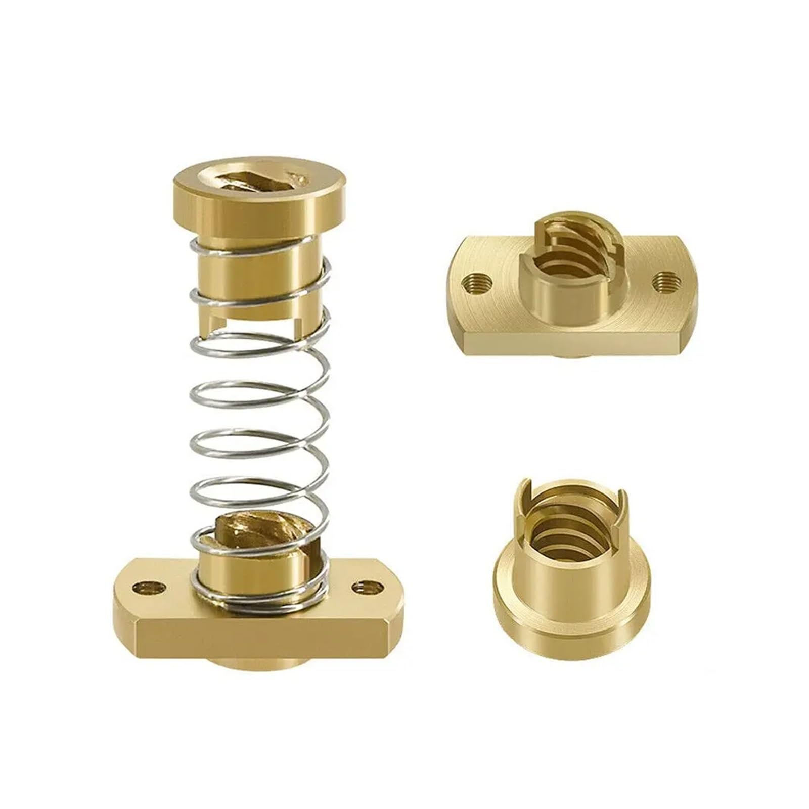 Metal Ball Screw nut 1pc Flange Brass Nut T8 Lead Screw Brass Nut Pitch 2mm Lead 2/4/8mm Trapezoidal Lead Screw Spring Nut(Pitch 2mm Lead 8mm)