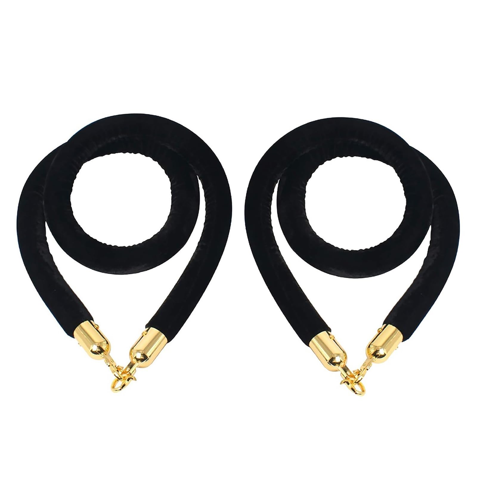 Aioneer 2.4M Velvet Stanchion Rope With Gold Hooks – Queue Barrier, 0.9M To 3M Stanchion Posts In Green, Red, Blue, White & Black For Event & Crowd Control Management-Black-275cm/9ft