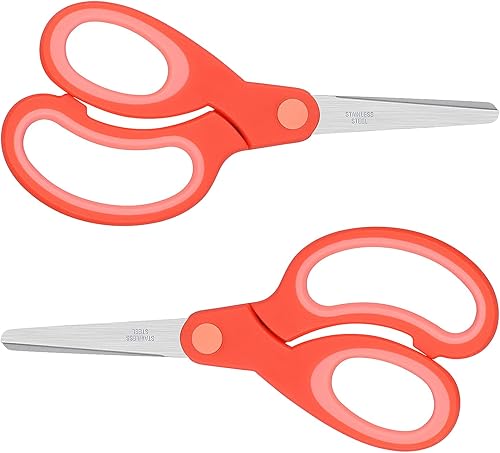 Miniatura 10 de Tijeras para zurdos para niños de 5.75 pulgadas, tijeras puntiagudas para estudiantes escolares y zurdos, romas, paquete de 2 (azul)