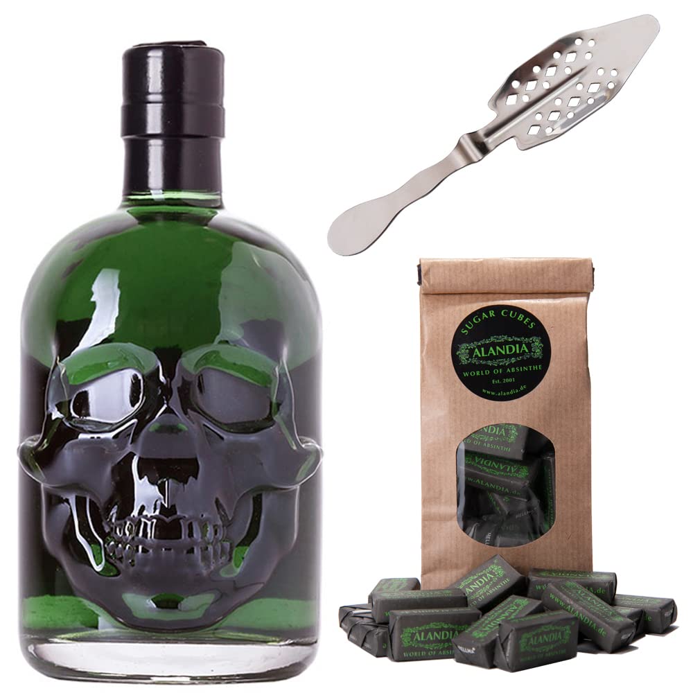 Absinth Hamlet Classic von ALANDIA | Mit Absinth Löffel und Zucker | Das Original in der Totenkopf Flasche