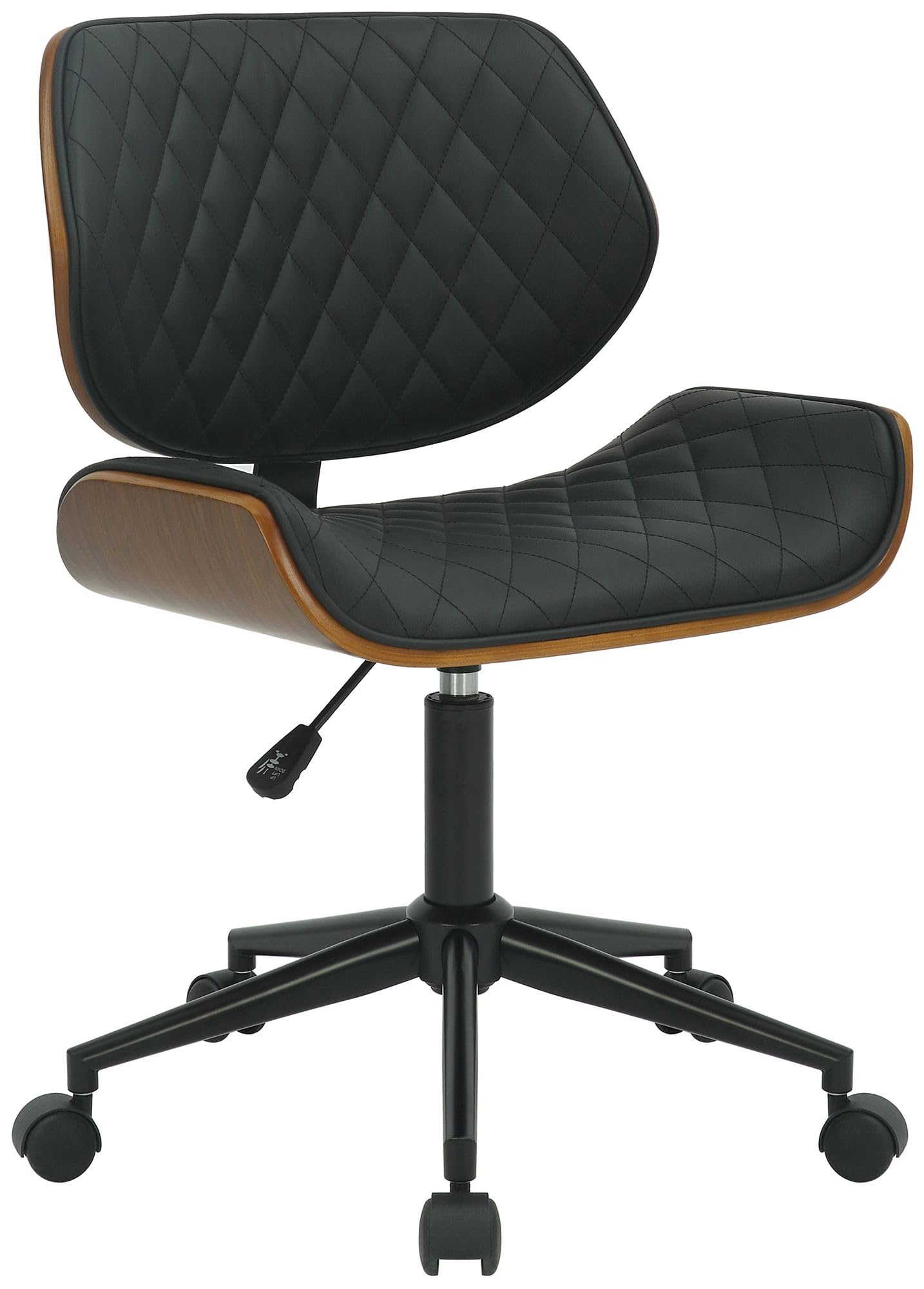 CLP Silla De Oficina Harvest De Madera & Polipiel I Silla De Escritorio Giratoria De Altua Ajustable con Ruedas, Color:Nuez/Negro