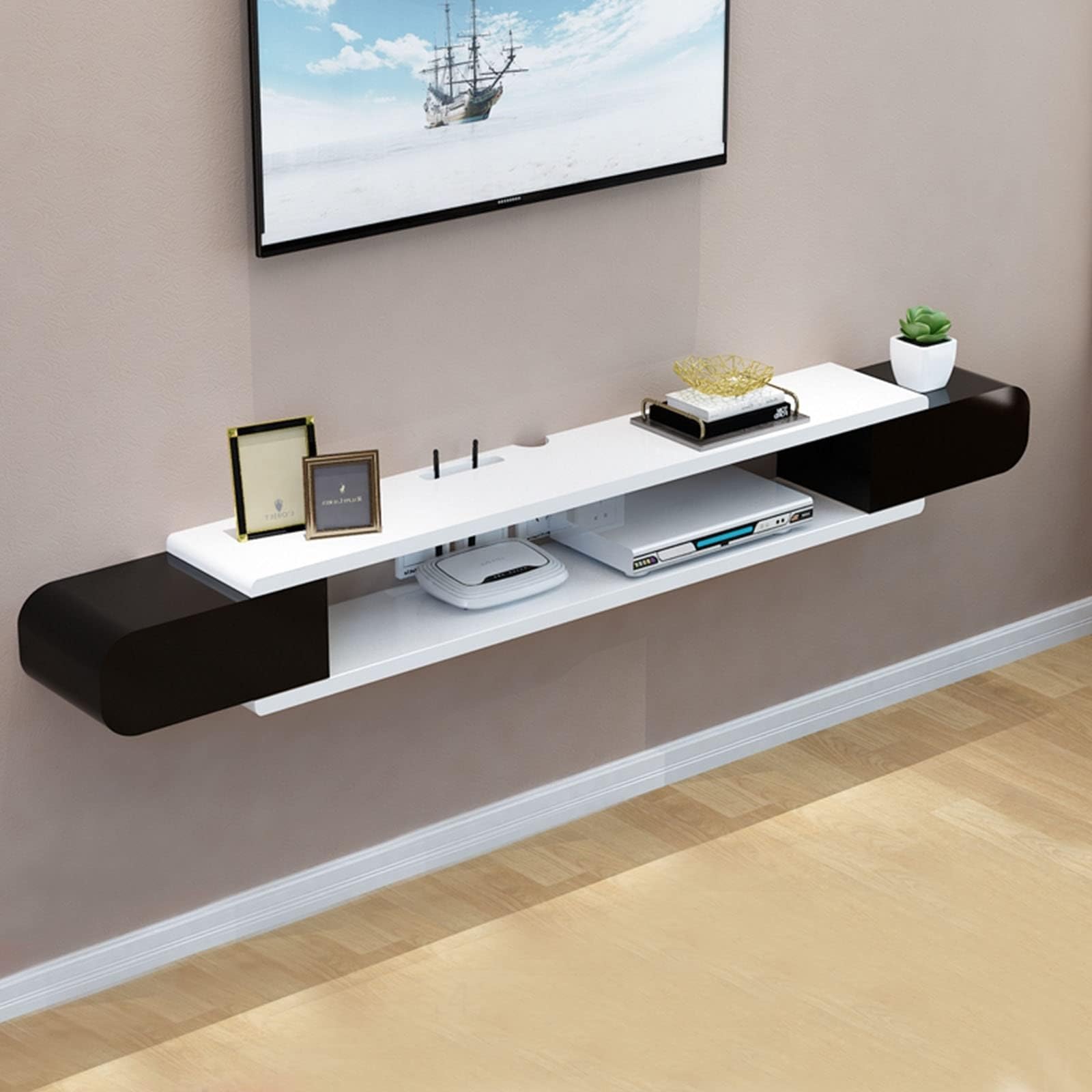 mobile TV Console multimediale moderna da parete con supporto TV galleggiante con spazio for riporre oggetti for camera da letto, soggiorno, moderna da parete(1.1M)