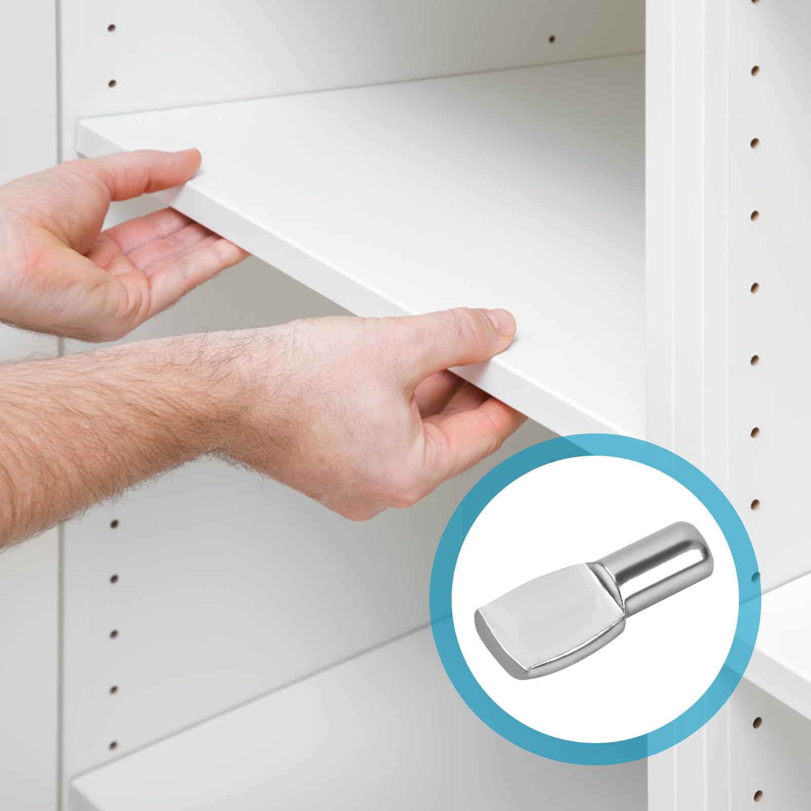 50 Perni Per Mensole 5mm A Forma Di Cucchiaio – Supporti In Ferro Nichelato Per Armadi E Librerie