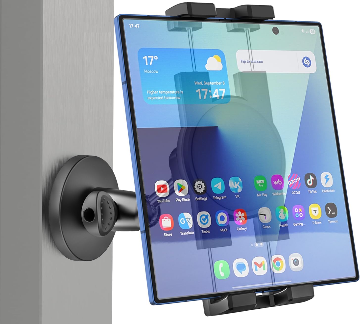 Gym Magnetic Z Fold Mount - [Foldable Phone Friendly] Tablet Holder for Gym Workout Equipment, 360° Adjustable Alloy Base and Joint for Samasung Galaxy Fold 7 6 5 4 3 2, Tabs, Google, iPad, iPhone