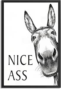 Amazon.com: Leeda Framed Black And White Bathroom Wall Art - Funny NICE