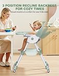 High Chairs for Babies And Toddlers, 4 in 1 Convertible Baby High Chair, Portable High Chair for Travel with Adjustable Height, Foldable HighChair With Wheels& Pu Cushion
