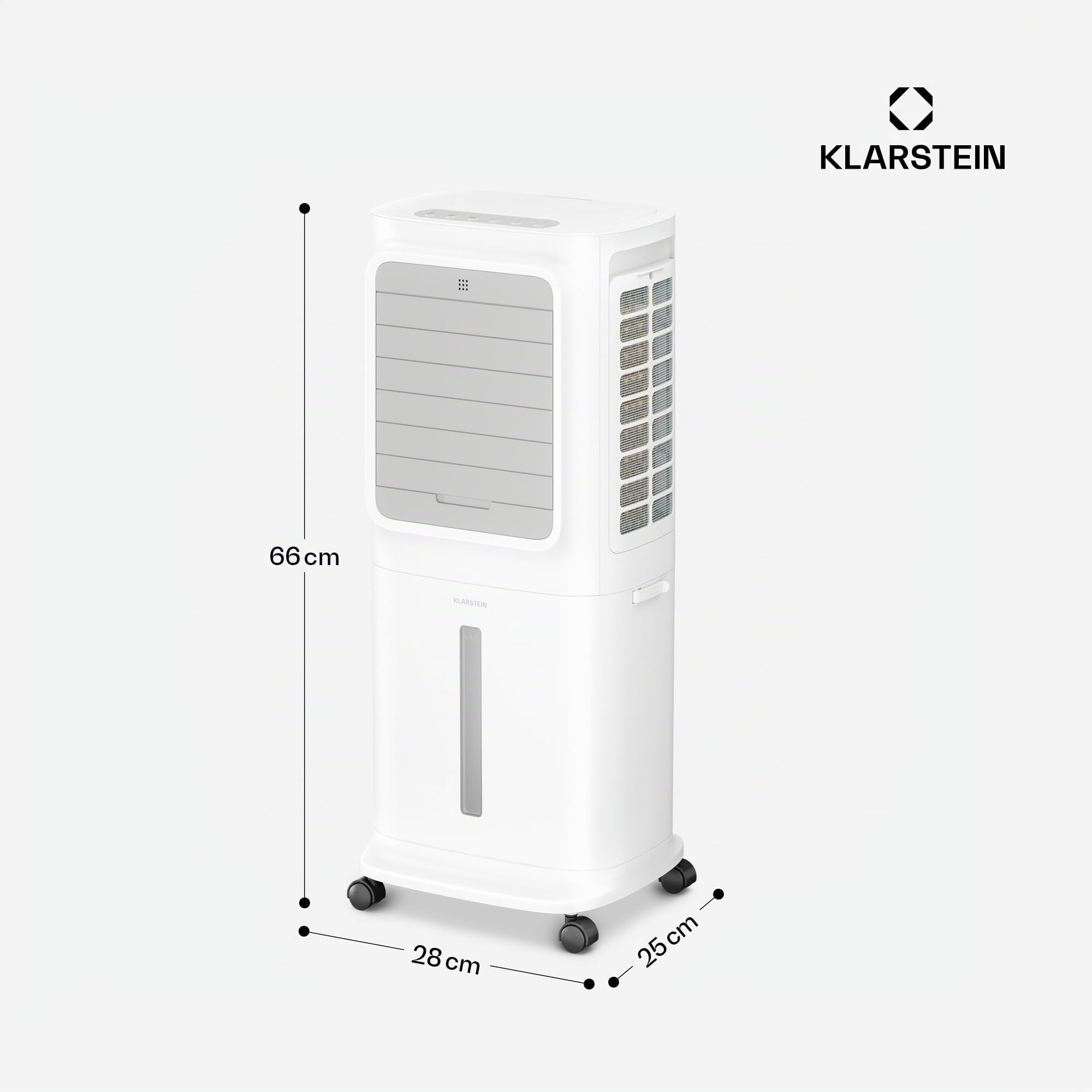 KLARSTEIN Climatizador Evaporativo, Ventilador con Agua 10L, Control App & Mando, 340 m³/h, Temporizador, Portátil para Hogar & Dormitorio, White