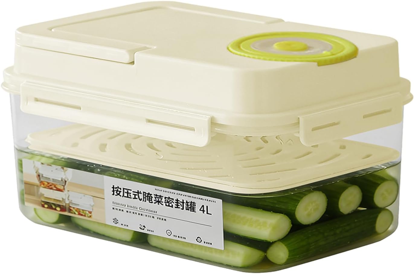 Pickle Containers | Press-type 4L Pickling Box - Pickle Box - for Sauerkraut Food Cooking Home Kitchen Refrigerator Camping Picnic Pantry