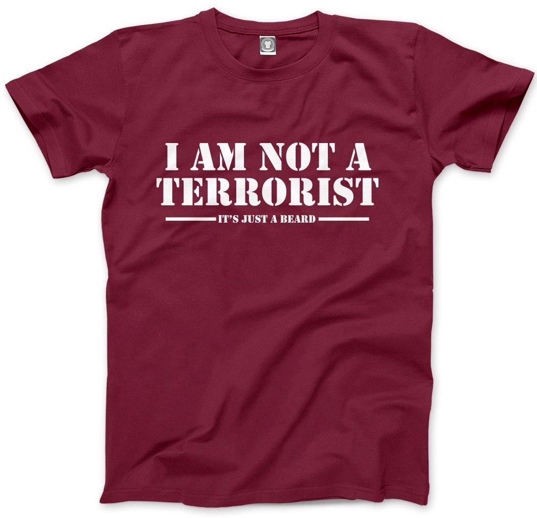Hotscamp Men's Maroon I Am Not A Terrorist Unisex T-Shirt - Small