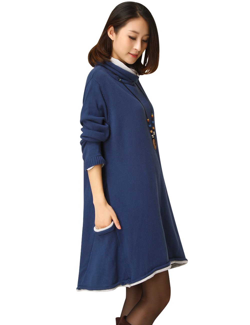 Youlee Donna Collo A-Line A Maglia Maglione Dress Jumper Vestito