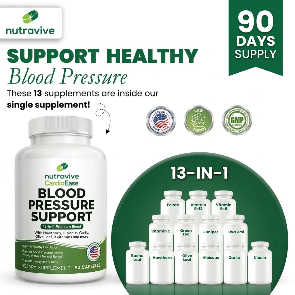 13-in-1 Heart Health Supplement, Blood Pressure Support, 90 Capsules — Amazon image 7