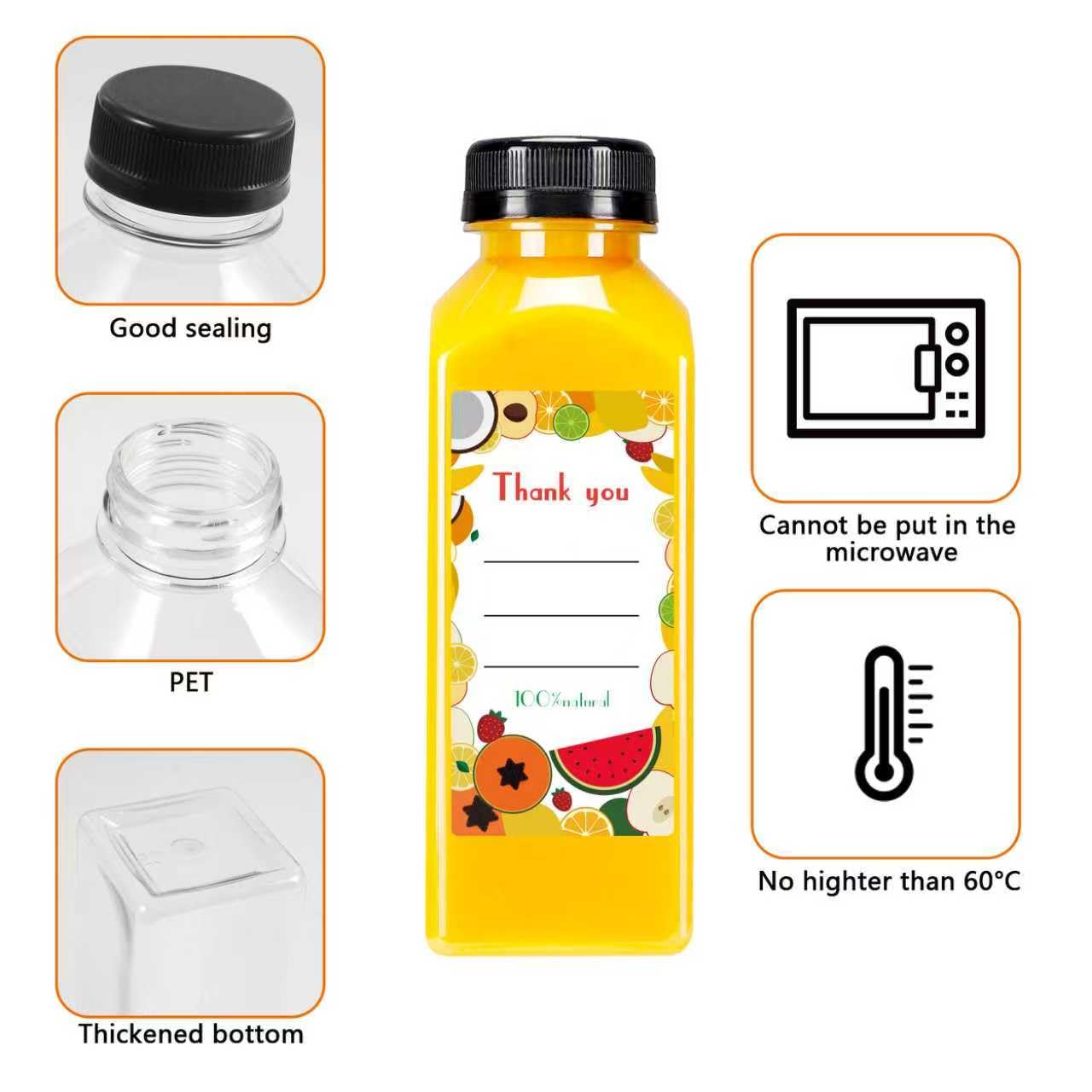 36pcs 16 oz Plastic bottles with lids,Juice bottles with caps, Reusable Clear Bulk Beverage Containers for Juice, Milk and Other Beverages