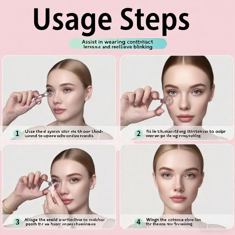 Miniatura 4 de Herramienta aplicadora de lentes de contacto, abridor de ojos para contactos para una fácil inserción y extracción, con estuche para lentes de