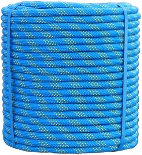 多機能ナイロンロープ 10mm-14mmブルークライミングロープ、ロッククライミングロープ、ダブルカラビナ、安全エスケープロープ、キャンプ、登山ハーネス10M-100M (Color : Blue, Size : 12mm/30M)