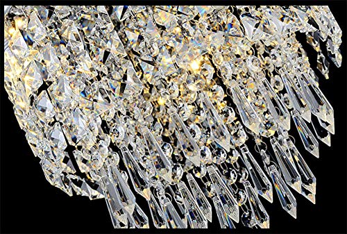 Image of Crystal Glass Octagonal Bead Chandelier /Ceiling with 2 Watt 4 LED Color for Banquet Hall, Living Room, Restaurants, Temples (Light Color: Warm White, White and Yellow, Width: 40 cm).