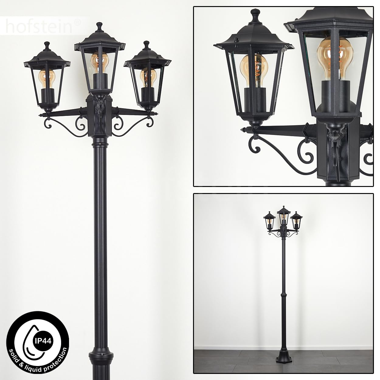 Loria Outdoor Path Light, Path Light Made Of Metal/Milk Glass In Black - View #7