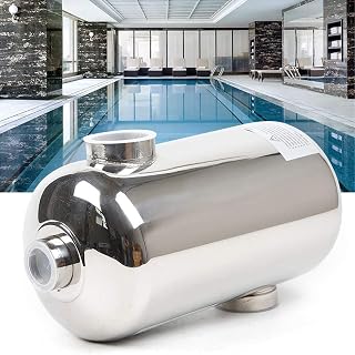 Meiney Pool Heat Exchanger 95KBTU Stainless Steel Shell and Tube Heat Exchanger for Swimming Pools, Spas, Hot Tubs,Hydraulic Heating,Heat Recovery, Snow Melting Opposite Side Ports 1"+ 1 1/2" FPT