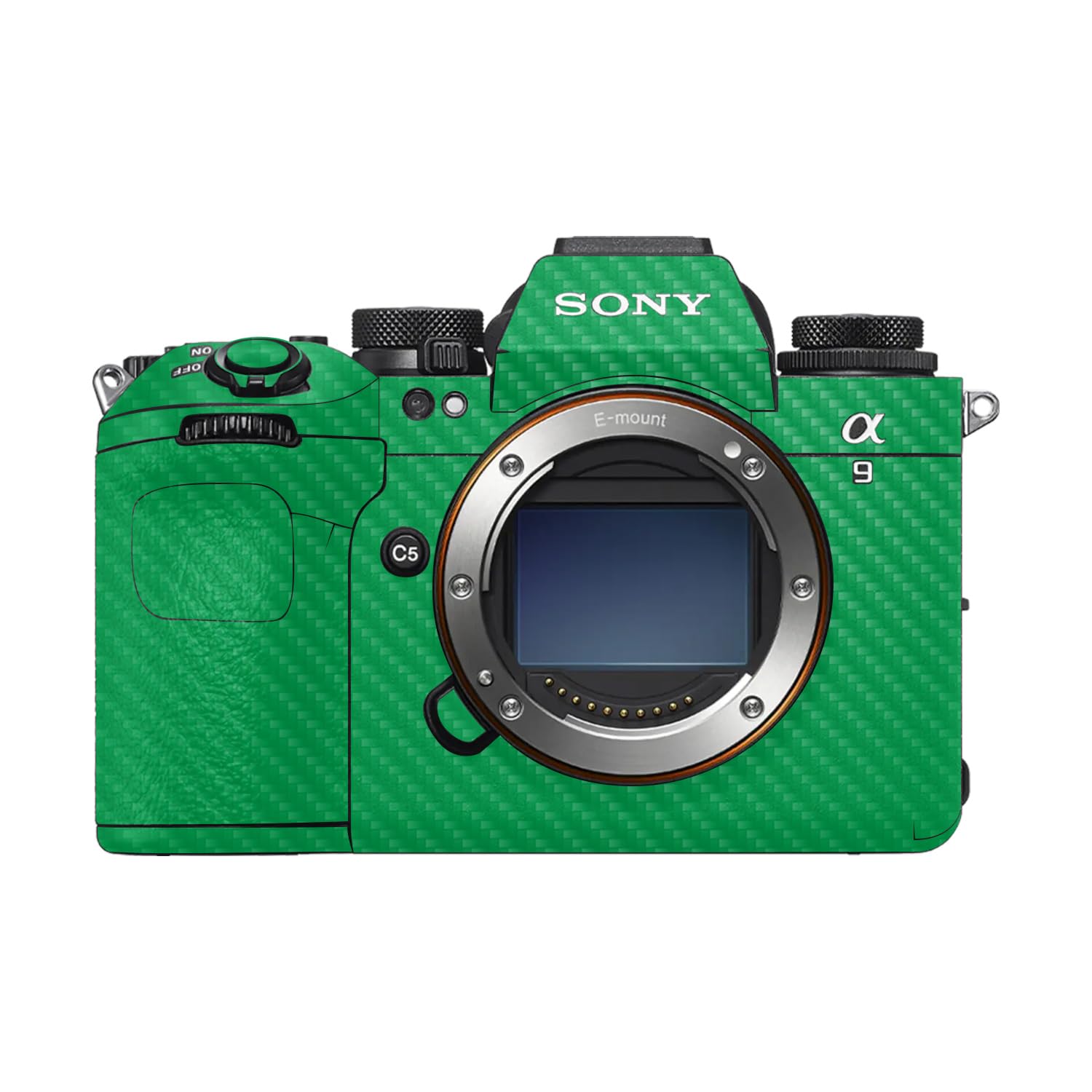 Carbon Fiber Camera Skin Compatible with Sony Alpha 9 III (2024) - Solid Green - Premium 3M Vinyl Protective Wrap Decal Cover - Easy to Apply | Crafted in the USA by MightySkins