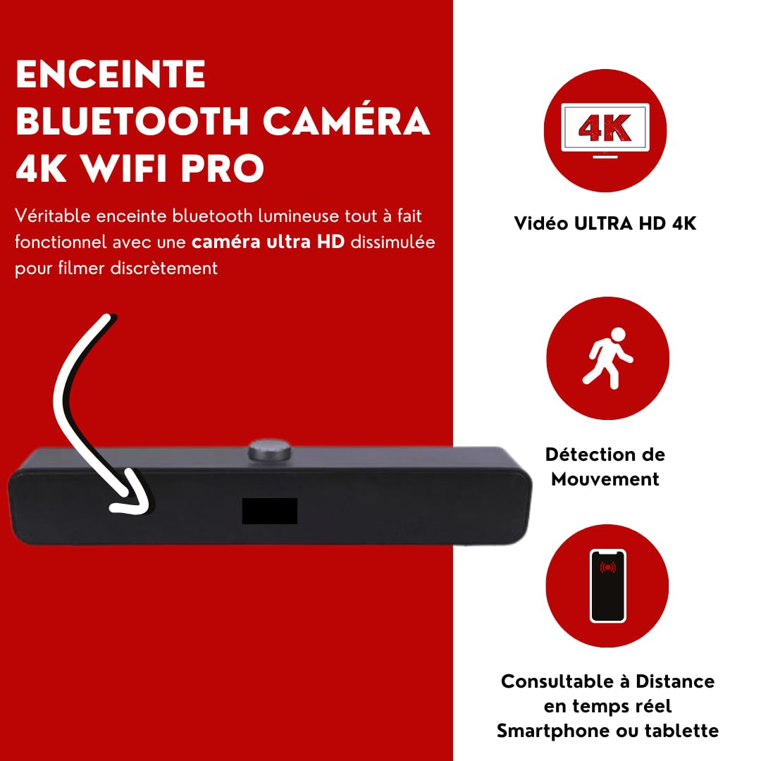 Altavoz Bluetooth con cámara espía 4K WiFi