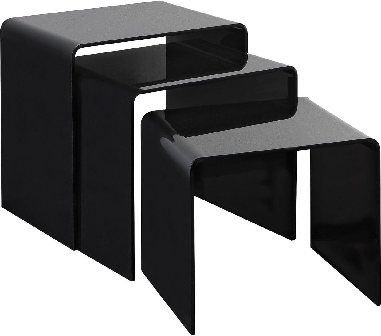 3 Pcs Acrylic Stackable Nesting End Side Tables, Black 16" H x 13" W x 16" D