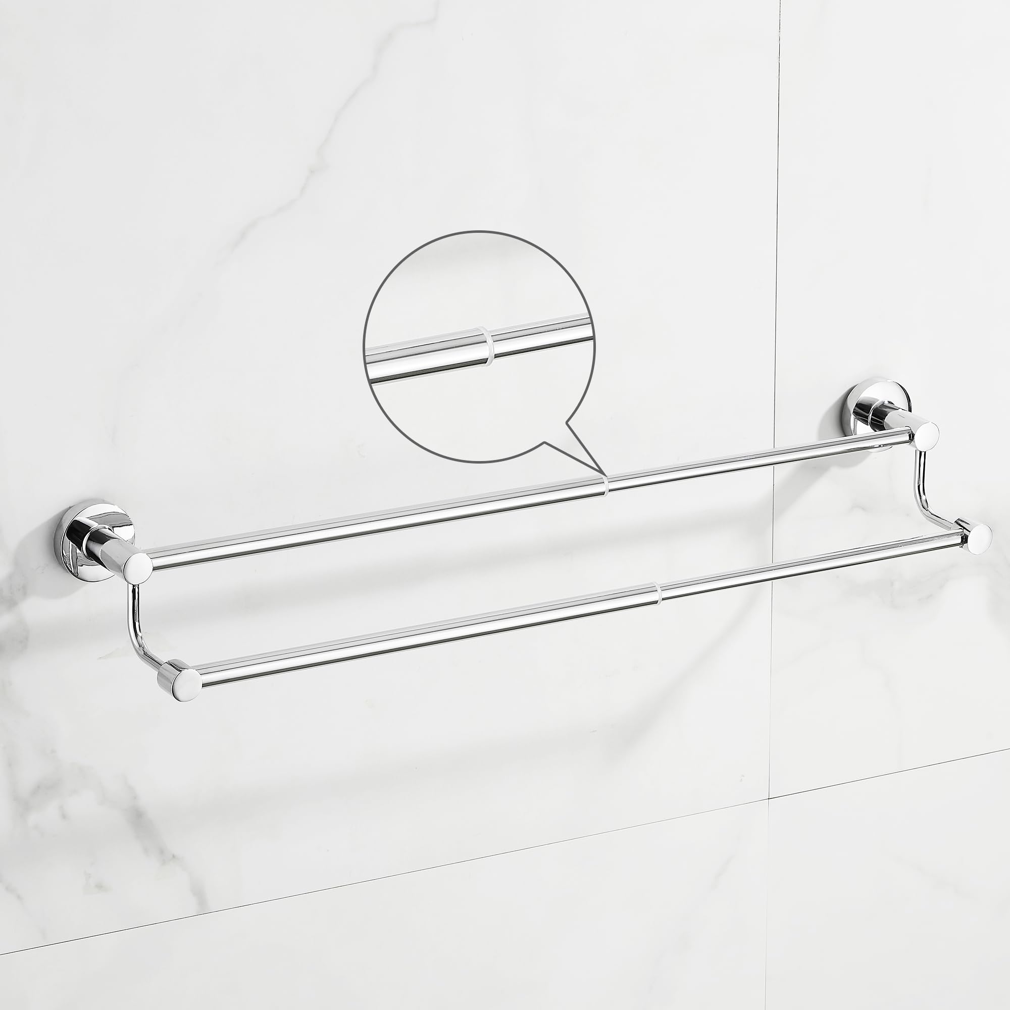 Adjustable Double Towel Racks for Bathroom 15 to 26.5 Inch Towel Bar, Expandable Bright Chrome Double Bath Towel Holder - Image 4