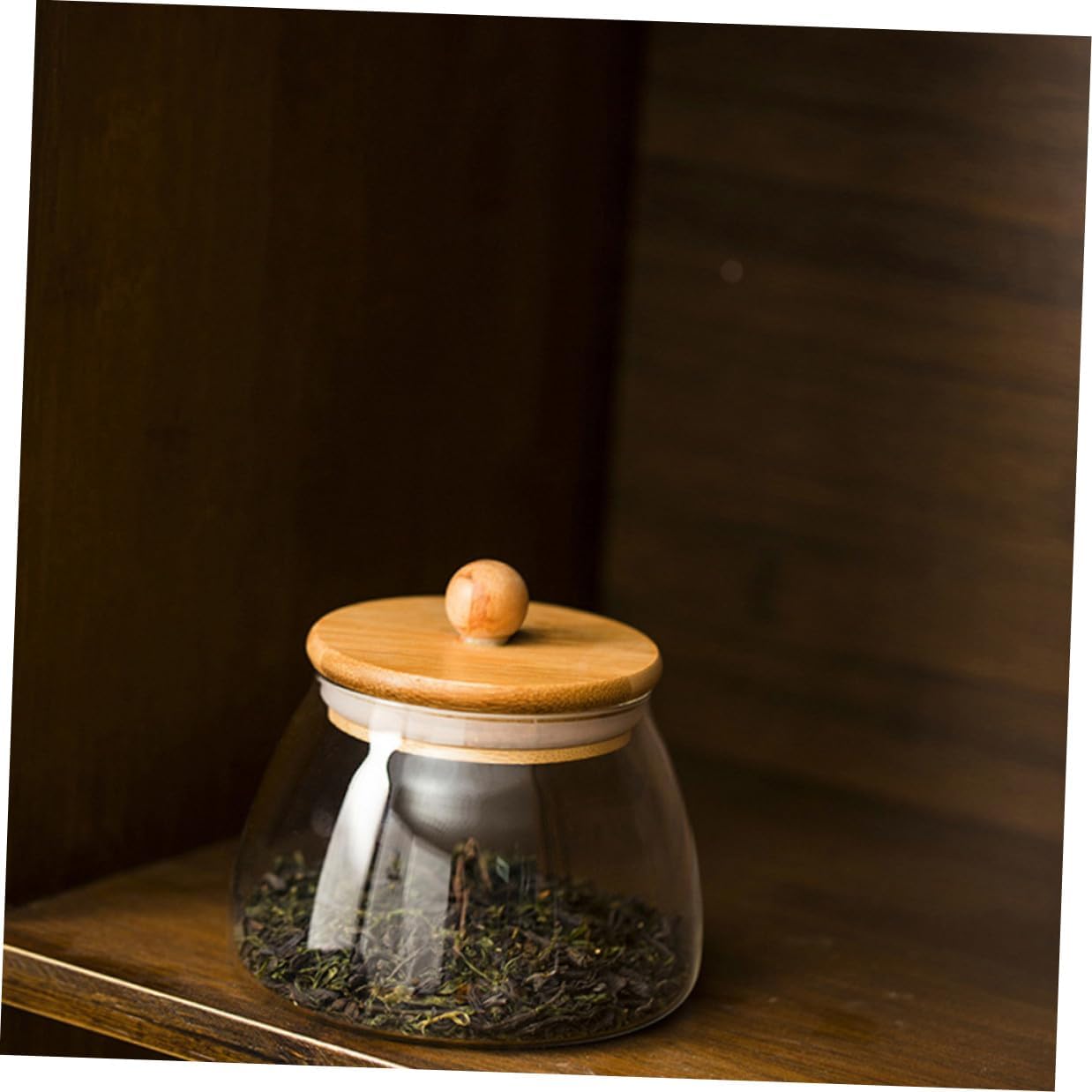 CHILDWEET 2pcs Glass Sealed Storage Jar with Bamboo Lid, Xmas Candy Holder image 5
